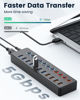 Picture of Powered USB hub,USB hub，11-Port hub Splitter (7 USB 3.0 Data Transfer Ports + 4 Smart Charging Port), Independent Switch (with LED Working Indicator) USB 3.0 Hub Powered with Power Adapter for Mac/PC