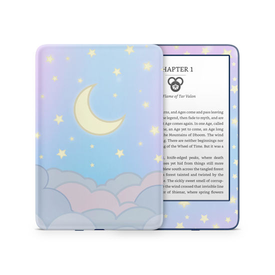 Picture of Tacky Design Clouds Skin for Kindle Skin Decal, Pastel Blue Sky Moon for Kindle Stickers, Premium Vinyl 3M Full Wrap for Kindle Cover, and for Kindle Wrap Skin for (Kindle (10th Gen, 2019))