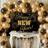 Picture of Mocsicka Happy New Year Backdrop Black Gold New Years Background 2025 New Years Eve Party Decorations Banner Photo Booth Props (7x5ft)