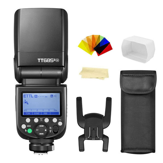 Picture of Godox TT685II-N Flash TTL 2.4GHz GN60 High Speed Sync 1/8000s Camera Speedlite Speedlight Light Compatible for Nikon Cameras with Diffuser+Filter +Cloth(TT685N Upgraded Version)
