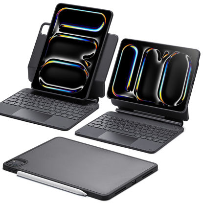 Picture of ESR iPad Pro 11 Inch Case with Keyboard (M4, 2024), iPad Pro 11(5th Gen) Keyboard Case with Easy-Set Magnetic Stand, Portrait/Landscape Modes, Removable Protective Case, Rebound 360 Series, Black