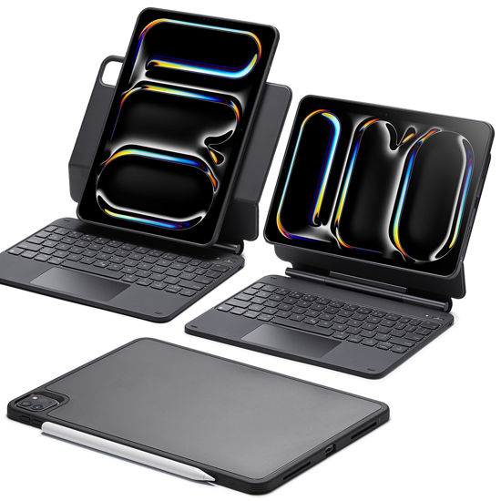 Picture of ESR iPad Pro 11 Inch Case with Keyboard (M4, 2024), iPad Pro 11(5th Gen) Keyboard Case with Easy-Set Magnetic Stand, Portrait/Landscape Modes, Removable Protective Case, Rebound 360 Series, Black