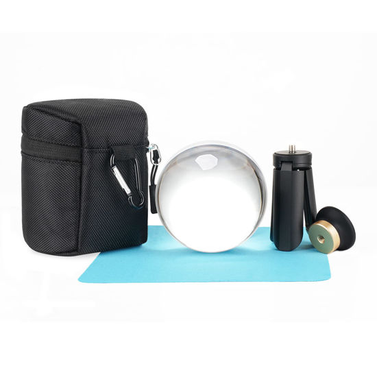 Picture of Besnfoto Crystal Ball Photography 80mm K9 Clear Lens Ball Sphere with Mini Tripod Base Stand Decorative Glass Props Ball with Padded Shockproof Sleeve Bag