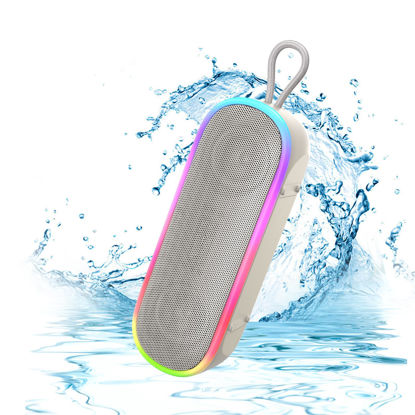 Picture of MEGUO Bluetooth Speakers,IPX7 Waterproof Speaker with 20W Powerful Sound,Portable Wireless Speakers with Extral Bass,for Beach Pool Camping Outdoors,Christmas/Birthday Gift for Men,Women (White)