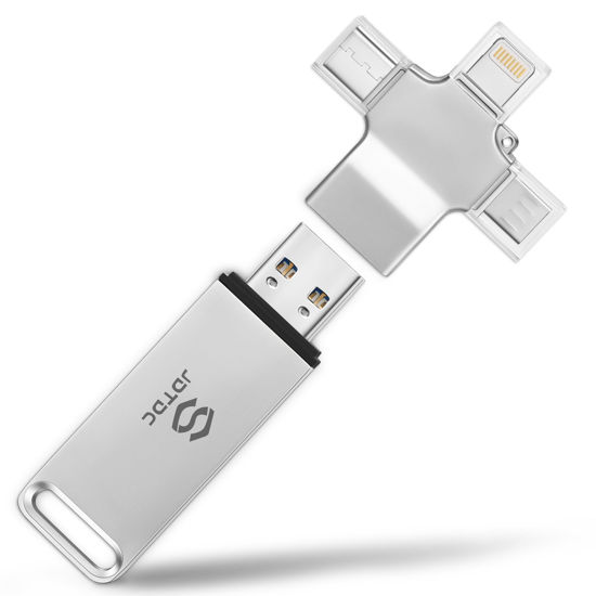 Picture of 128GB Auto Photo-Backup-Stick for All Device Photo-Stick-USB-Flash-Drive Secure Photo Video Backup Device iPhone-Backup-Flash-Drive 4-IN-1-Photo-Saver-Stick Photo-Backup-Storage Photo-Finder-Stick-PC