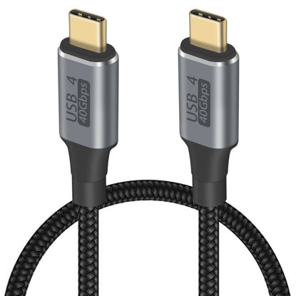 Picture of Duttek Short Thunderbolt 3 Cable, 40Gbps Short USB C to USB C Cable for USB 4 Cable, USB C Male to Male Cable Support 100W PD and 8K@60Hz Video for iPhone 15, Laptop 1.6FT/50cm (Nylon Braided)