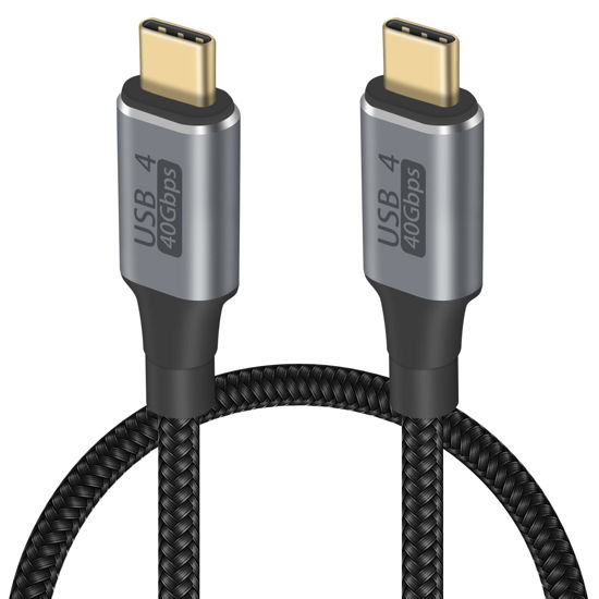 Picture of Duttek Short Thunderbolt 3 Cable, 40Gbps Short USB C to USB C Cable for USB 4 Cable, USB C Male to Male Cable Support 100W PD and 8K@60Hz Video for iPhone 15, Laptop 1.6FT/50cm (Nylon Braided)