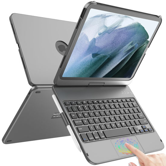 Picture of TQQ Touchpad Keyboard Case for 10th Generation(10.9", 2022), iPad 10th Generation Case with Keyboard-360° Rotatable Protective Cover for Latest iPad 10th Gen 10.9 inch 2022 (Gray)