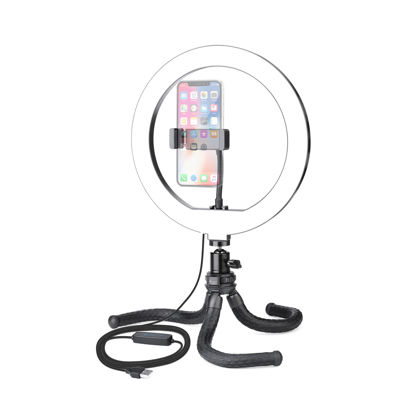 Picture of Zeadio Ring Light Kits,10" (26cm) Outer 18W 2800-5700K Dimmable LED Ring Light, Flexible Camera Tripod, Ball Head Mount for Camera, Smartphone, Live Stream, YouTube, TikTok etc