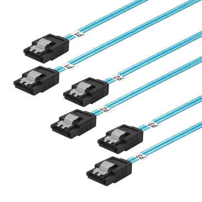 Picture of ADCAUDX SATA-III Cable:12 Inches,3 Pack SATA 6Gbps Cables Flexible SATA Cable,Straight SATA SSD Cable,Thin-SATA Cable with Locking Latch for SSD, HDD, Blue (0.3M)