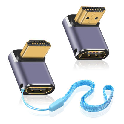 Picture of Duttek 8K HDMI 90 Degree Adapter, Up&Down Angle Right Angle HDMI Adapter, 48Gbps HDMI Male to Female Adapter, Angled HDMI Adapter with LED Working Indicator for Laptop,DVD,TV, Monitors (2 Pack)