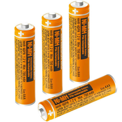 Picture of ZZWJBCYLE 4 Pack NI-MH AAA Rechargeable Battery for Panasonic, 1.2V 700mah HHR-4DPA AAA Batteries for Panasonic Cordless Phones, Remote Controls, Electronics