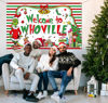Picture of Sunwer Welcome to Whoville Photo Booth Backdrop Green Christmas Winter Holiday Party Decorations Home Indoor Outdoor Wall Hanging Banner (White-A, 7×5ft)