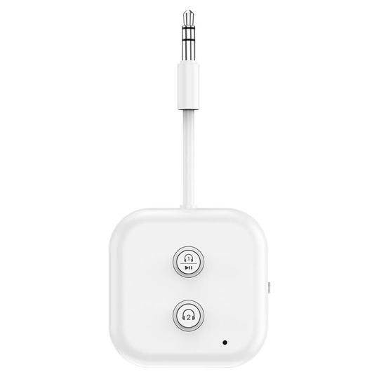 Picture of LENDAWAY Bluetooth 5.3 Transmitter Receiver for up to 2 Headphones,Dual Link Bluetooth 3.5mm Aux Audio Adapter,2-in-1 Wireless Bluetooth Transmitter Audio Adapter for in-Flight TV Airplanes Gym Car PC