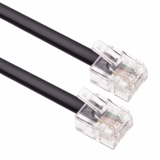Picture of Keple 15m RJ11 Cable ADSL 50ft Extension Lead Phone Cord TelephonePlug Broadband Male to Male Router and Modem to RJ11 Phone Socket/Microfilter/Landline Wire (Black)