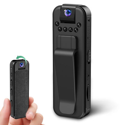 Picture of HKFUG Mini Body Camera HD 1080P Portable Video Recorder with 180° Rotatable Lens Wearable Camcorder with Night Vision Police Body cam for Sport/Delivery/Travel/Law Enforcement