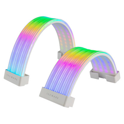 Picture of TECWARE Flex RGB, PSU Extension Cable Cover Kit, Light Up LED Strip Set for GPU and Motherboard PC Cables, 5V 3 Pin ARGB Sync, Compatible with 8-Pin, 16-Pin, 24-Pin, White