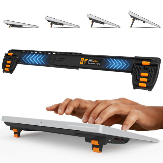 Picture of GPG2 ESC Flip PRO Computer Keyboard Stand for Desktop, Adjustable Keyboard Riser for Apple Magic Keyboard, Extendable Holder for Flat-Back Keyboards Only, Ergonomic Office Desk Accessories
