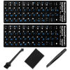 Picture of Russian Keyboard Stickers[5 in 1],Cyrillic Keyboard Letters Replacement Sticker Black Background with Blue Lettering,Russian-English Keyboard Sticker for Computer Laptop Notebook Desktop