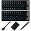 Picture of Russian Keyboard Stickers[5 in 1],Cyrillic Keyboard Letters Replacement Sticker Black Background with Blue Lettering,Russian-English Keyboard Sticker for Computer Laptop Notebook Desktop