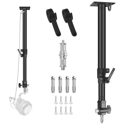 Picture of MSKIRA Photography Studio Ceiling Wall Mount with 1/4" to 3/8" Adapter, Camera Wall Mount Boom Arm Up to 30 inch for Photo Video Softbox,LED Ring Light, Monolight