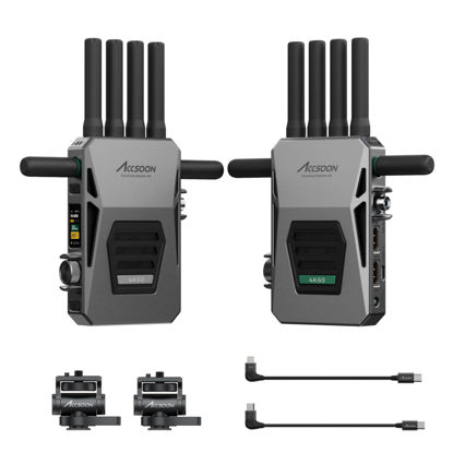 Picture of Accsoon CineView Master 4K Wireless Video HDMI Transmitter and Receiver, 4K60FPS, 2.4Ghz+5Ghz+6GHz Tri-Band Transmission, 25 ms Latency 8202ft/2.5km Range, 1 iOS Wired + 4 Wireless Connections (TX+RX)