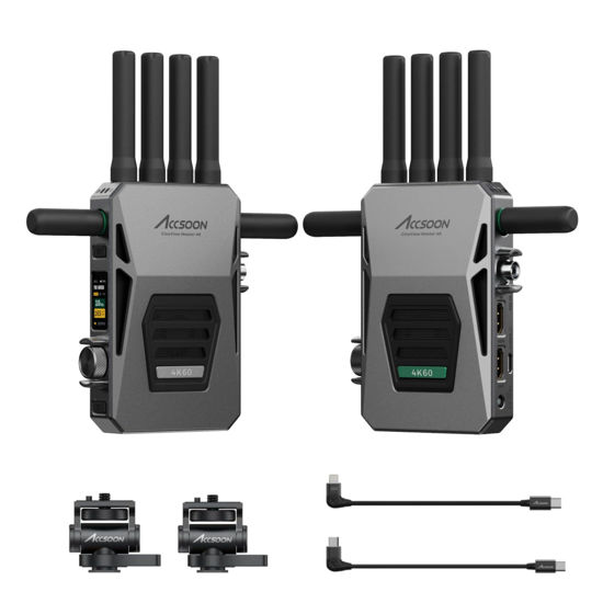 Picture of Accsoon CineView Master 4K Wireless Video HDMI Transmitter and Receiver, 4K60FPS, 2.4Ghz+5Ghz+6GHz Tri-Band Transmission, 25 ms Latency 8202ft/2.5km Range, 1 iOS Wired + 4 Wireless Connections (TX+RX)