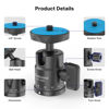 Picture of Kaitezenz Mini Ball Head, Panoramic Camera Tripod Head with 1/4" Screw and Dual Hot Shoe Mount, 360 Rotatable Metal Adapter for DSLR Camera Tripods Monopods Camcorder Light Microphone, Max Load 5.5lbs