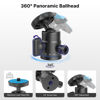 Picture of Kaitezenz Mini Ball Head, Panoramic Camera Tripod Head with 1/4" Screw and Dual Hot Shoe Mount, 360 Rotatable Metal Adapter for DSLR Camera Tripods Monopods Camcorder Light Microphone, Max Load 5.5lbs