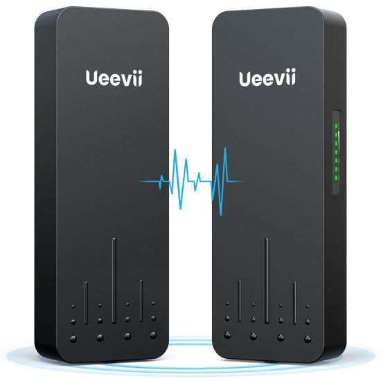 Picture of UeeVii CPE990 Black Wireless Bridge, Anti-Theft Point to Point/Multipoint WiFi Bridge, 2 * 1000Mbps Port, 5.8G 5KM Outdoor Wireless Bridge Kit Used in Barn, Garage,Shop, etc, 24V POE, 2-Pack