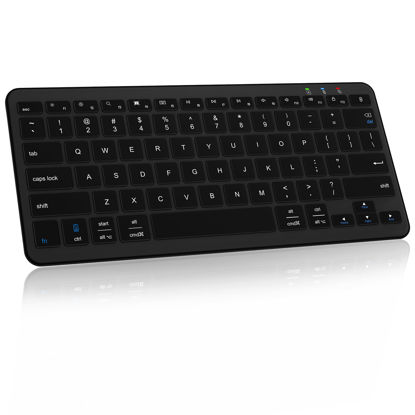 Picture of Qulose Bluetooth Keyboard, Ultra-Slim Wireless Keyboard for iPad, Rechargeable Ergonomic Computer Keyboard for iOS, Android, Windows PC Tablets Phone, Black
