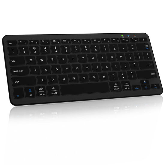 Picture of Qulose Bluetooth Keyboard, Ultra-Slim Wireless Keyboard for iPad, Rechargeable Ergonomic Computer Keyboard for iOS, Android, Windows PC Tablets Phone, Black