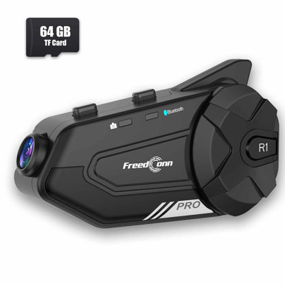 Picture of FreedConn Motorcycle Bluetooth Headset R1 PRO with 2K Camera Bluetooth Helmet Intercom G-Sensor Lock IP65 64GB TF Card Motorcycle Communication Systems Motorcycle Communication Systems