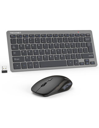 Picture of TECKNET Wireless Keyboard and Mouse Combo, Mini Cordless Computer Keyboard and Mouse Set 2.4GHz, Silent Adjustable 1600 DPI, Quiet Click, Lag-Free for Computer, Laptop, PC, Windows, Mac, Chrome OS(GS)