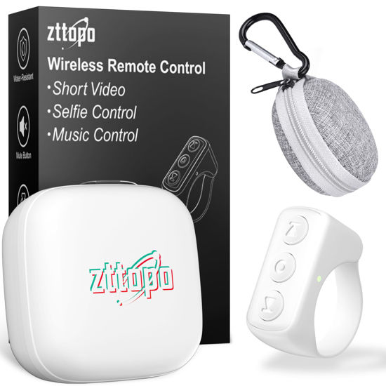 Picture of Zttopo TikTok Scrolling Ring, TIK Tok Bluetooth Remote Control, Kindle APP Page Turner with Carrying Case, Camera Photo Clicker for iPhone, iPad, iOS, Android-White