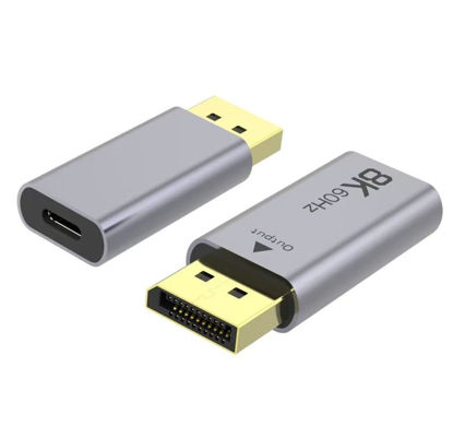 Picture of Qaoquda 8K Displayport to USB C Adapter, 1PCS USB Type C (USB-C) Female to DP Male 8K@60HZ 1008P HD Adapter for New MacBook Pro,Mac Air,Chromebook Pixel(Note:The Cable Must Support 8K)(Silver)