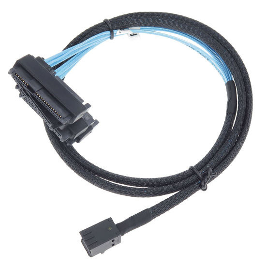 Picture of EDIMS Mini SAS to SAS Cable Breakout Internal Fan-Out HD SFF-8643 to SFF-8482 29Pin with Sata Power for Raid Controller to HDD 1M Length