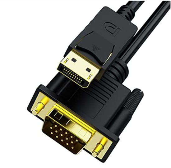 Picture of Displayport to VGA Cable, Dafensoy DisplayPort to VGA Adapter, Gold Plated DP Male to VGA Male Cable, for Connects DP Port from Desktop, Laptop to Monitor, Projector with VGA Port (1.8m/6Feet)