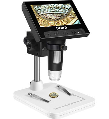 Picture of Coin Microscope, Dcorn 4.3" LCD Digital Microscope for Coin Collection Supplies,10X-1000X Coin Magnifier with 8 Adjustable LED Lights for Kids/Adults Coin Error Observation, Windows Compatible