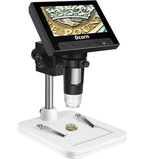 Picture of Coin Microscope, Dcorn 4.3" LCD Digital Microscope for Coin Collection Supplies,10X-1000X Coin Magnifier with 8 Adjustable LED Lights for Kids/Adults Coin Error Observation, Windows Compatible
