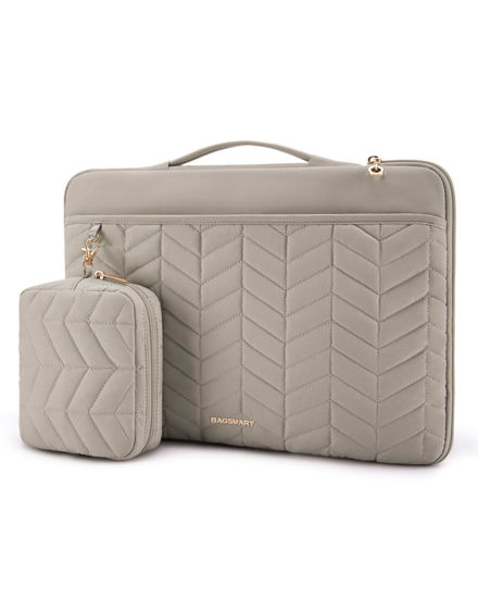Picture of BAGSMART 15-16 inch Laptop Sleeve with Handle, Puffy Padded Laptop Case Bag, Portable MacBook Case Sleeve Fitted with MacBook Air 15.6 inch, MacBook pro 16 inch, Computer Sleeve Fitted with Dell,HP