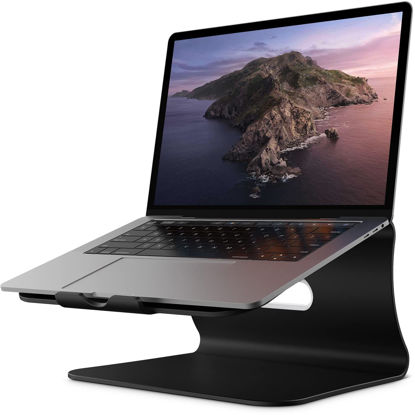 Picture of Bestand Laptop Stand, Aluminum Notebook Holder Riser Heat-Vent for MacBook Air/Pro, Dell, HP, Lenovo, Microsoft Surface, Samsung 11-16 inches Notebook (Black)