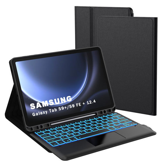 Picture of for Samsung Galaxy Tab S9 FE+/ S9+ /S10+ 12.4 inch Keyboard Case: 7 Color Backlit Detachable Smart Tablet Keyboard Cover with Touchpad - Tab S9 FE Plus / S9 Plus 12.4" Keyboard Case with S Pen Holder