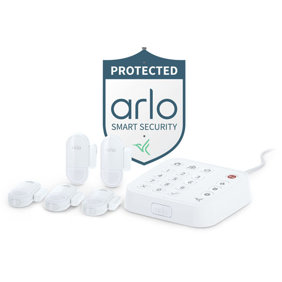 Picture of Arlo Home Security System - Alarm System with Wired Keypad Sensor Hub, 5 8-in-1 Sensors & Yard Sign - No Contract Required - DIY Installation - White, SS1501