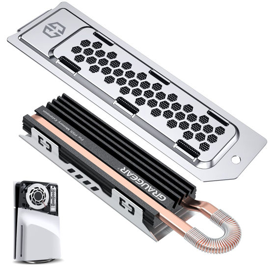Picture of GRAUGEAR PS5 Pro/Slim SSD Heatsink Cover Set, PS5 NVMe SSD Heatsink, Metal Heat Dissipation Cover, Copper Heat Pipe and Aluminum Fin for PS5 SSD Storage (PS5 Pro/PS5 Slim)