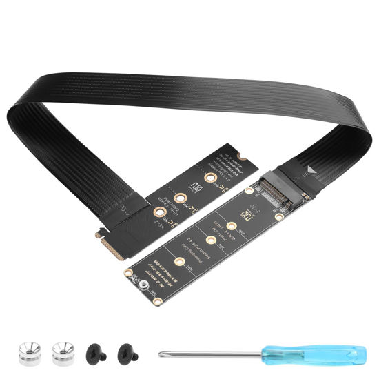 Picture of GINTOOYUN 90 Degree NGFF M.2 M-Key NVME Extension Cable 40 CM PCIe 3.0/4.0 M.2 NVME/NGFF SSD Ribbon Flex Cable for Mainboard SSD 2230/2242/2260/2280 (90 ° Right Angle)