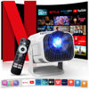 Picture of [Netflix Official/Stereo Speakers] 4K Projector with Wifi and Bluetooth, 1080P Native Mini Projector Portable, One-Click Use Built-in Netflix/YouTube/PrimeVideo/D+, Smart Home Outdoor Projector-White