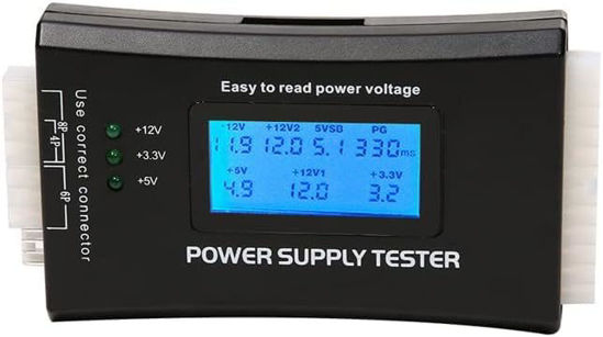 Picture of PC Power Supply Diagnostic LCD Computer Testing Device Computer 20/24 4/6/8 Pin Supply Tester for SATA, IDE, HDD, ATX, ITX, Byi Plug