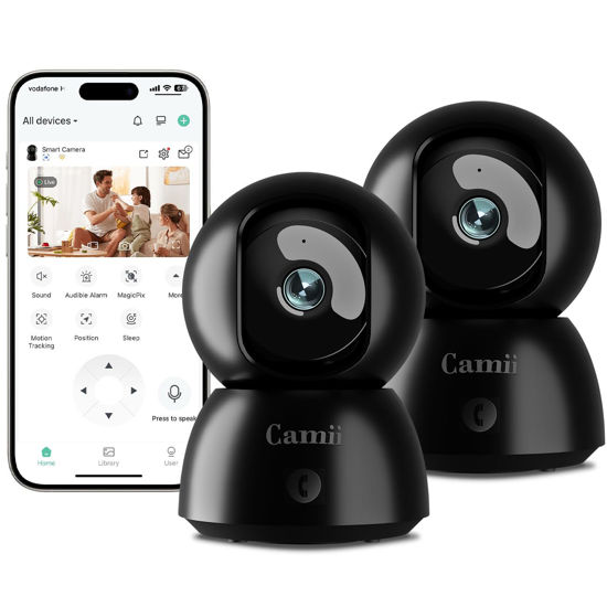 Picture of Indoor Camera, 2K Pet Cameras for Home Security Dual Band WiFi(2.4/5G), Security Camera with Phone App, 24/7 SD Card Storage, 2-Way Audio, Dog and Baby Monitor with Motion Detection, Black