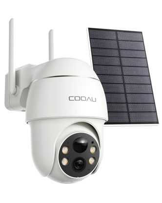 Picture of COOAU Solar Security Cameras Wireless Outdoor,4MP Cameras for Home Security System,360° Pan & Tilt,Color Night Vision,Motion Detection,No Monthly Fee,Siren Alarm,IP66